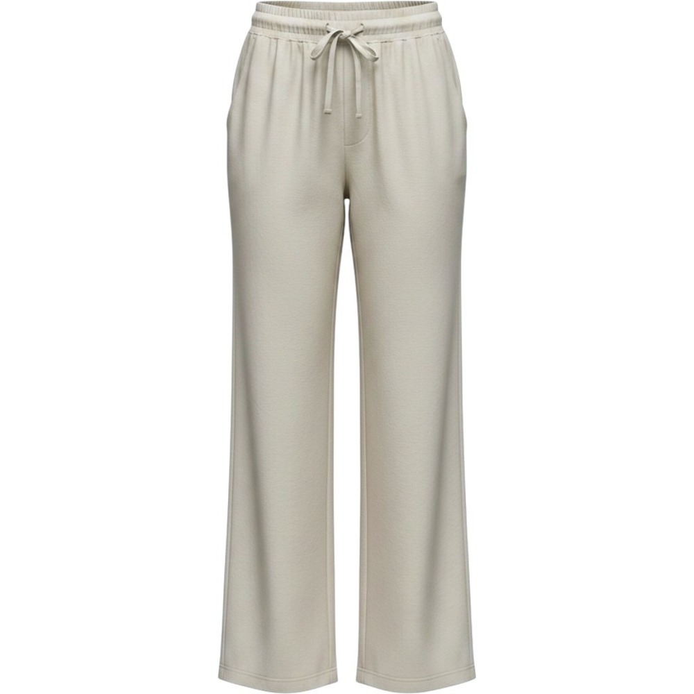 Old Navy Womens XL Linen Blend Wide Leg Drawstring Pants Oatmeal Beige 4 Pockets